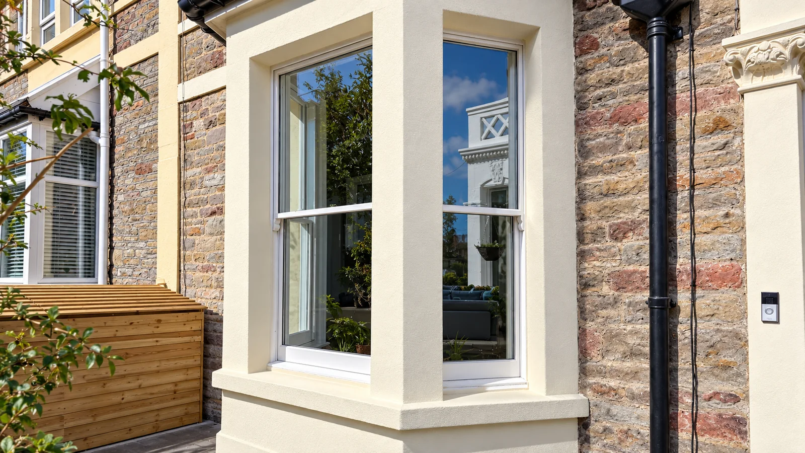 accoya double glazing sash windows bristol Sash window bay on a stone-fronted period property