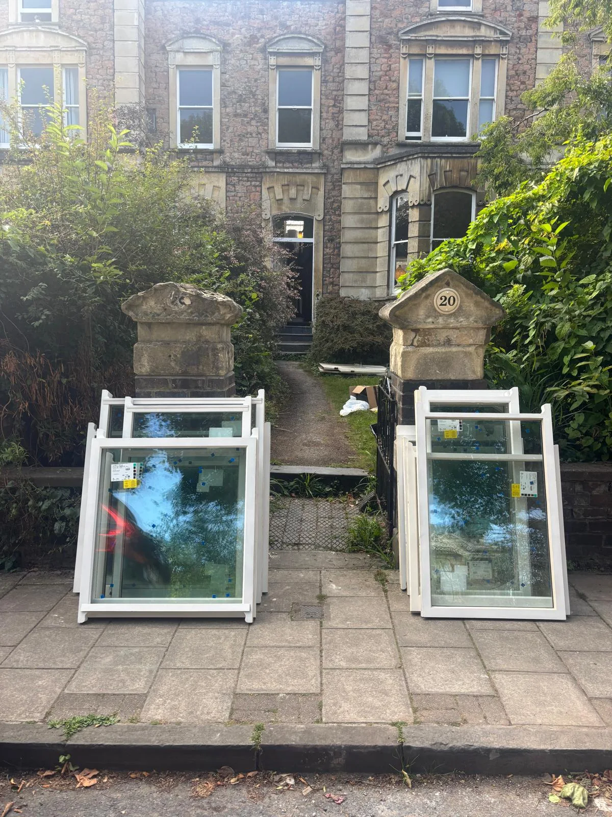 New sash windows displayed outside a Clifton period property.